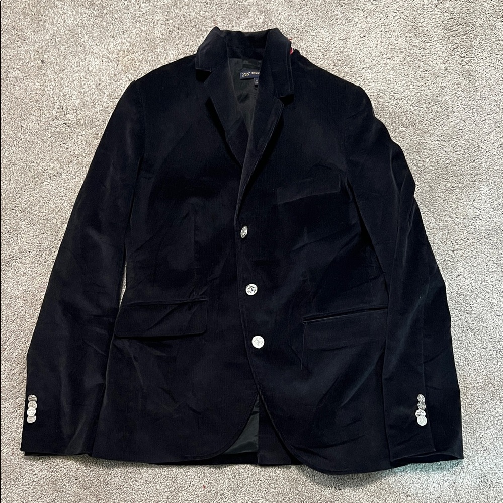 Vintage Brooks Brothers 346 Black Corduroy Military Blazer Silver Buttons 6